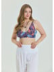 Lace Up Open Back Adjustable Blue Plus Size Blouse 4659